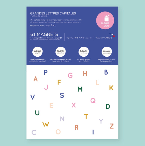 Magnetisches Alphabet | 61 Große Großbuchstaben