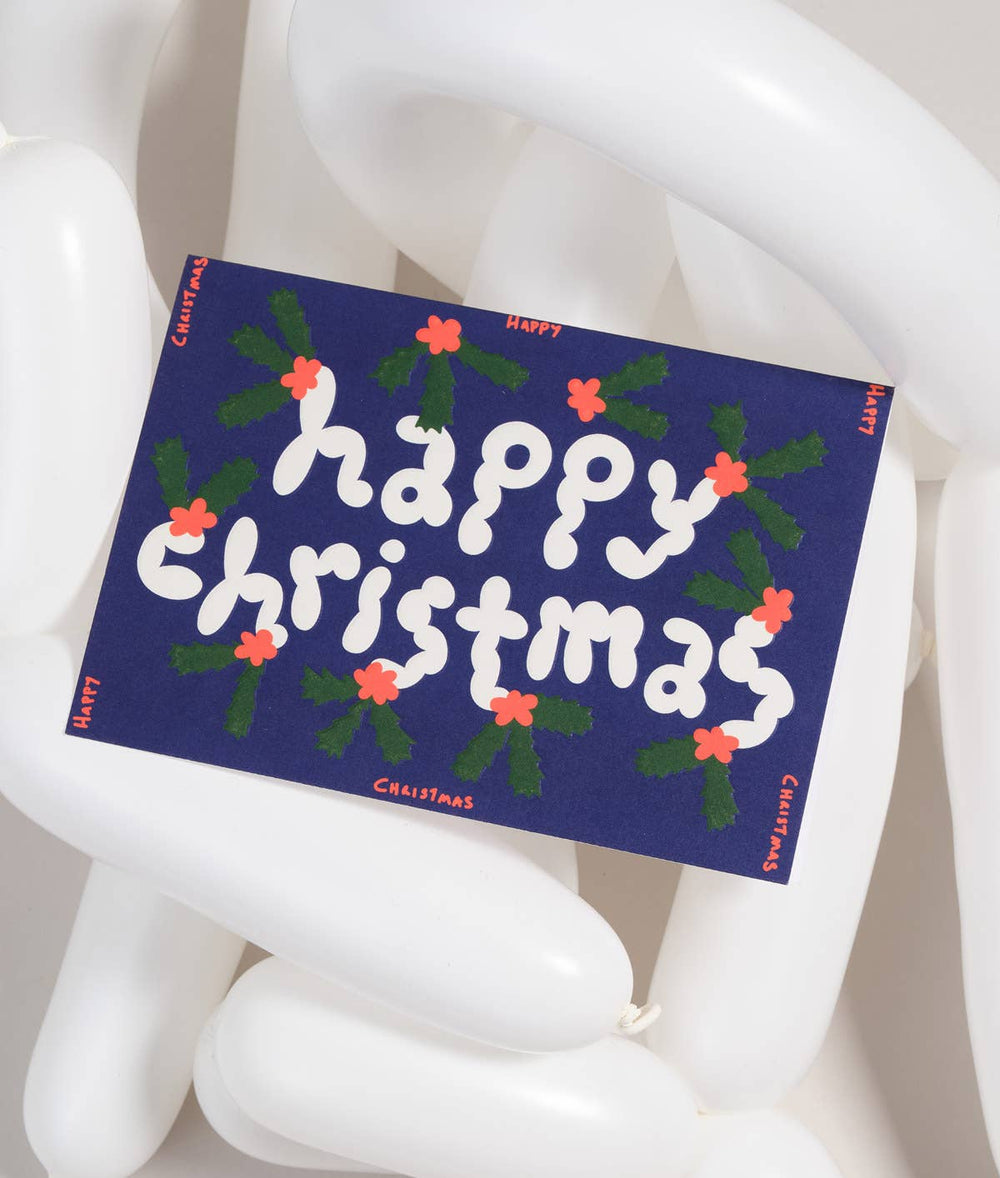 Frohe Weihnachten Stechpalme Prägekarte