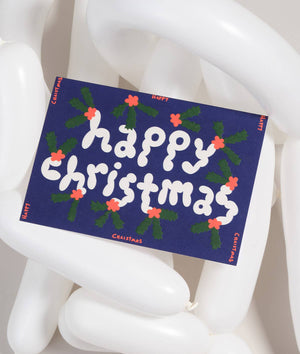 Frohe Weihnachten Stechpalme Prägekarte