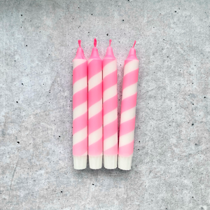 Dip Dye Kerzen | Swirl neonpink | 4er Set 