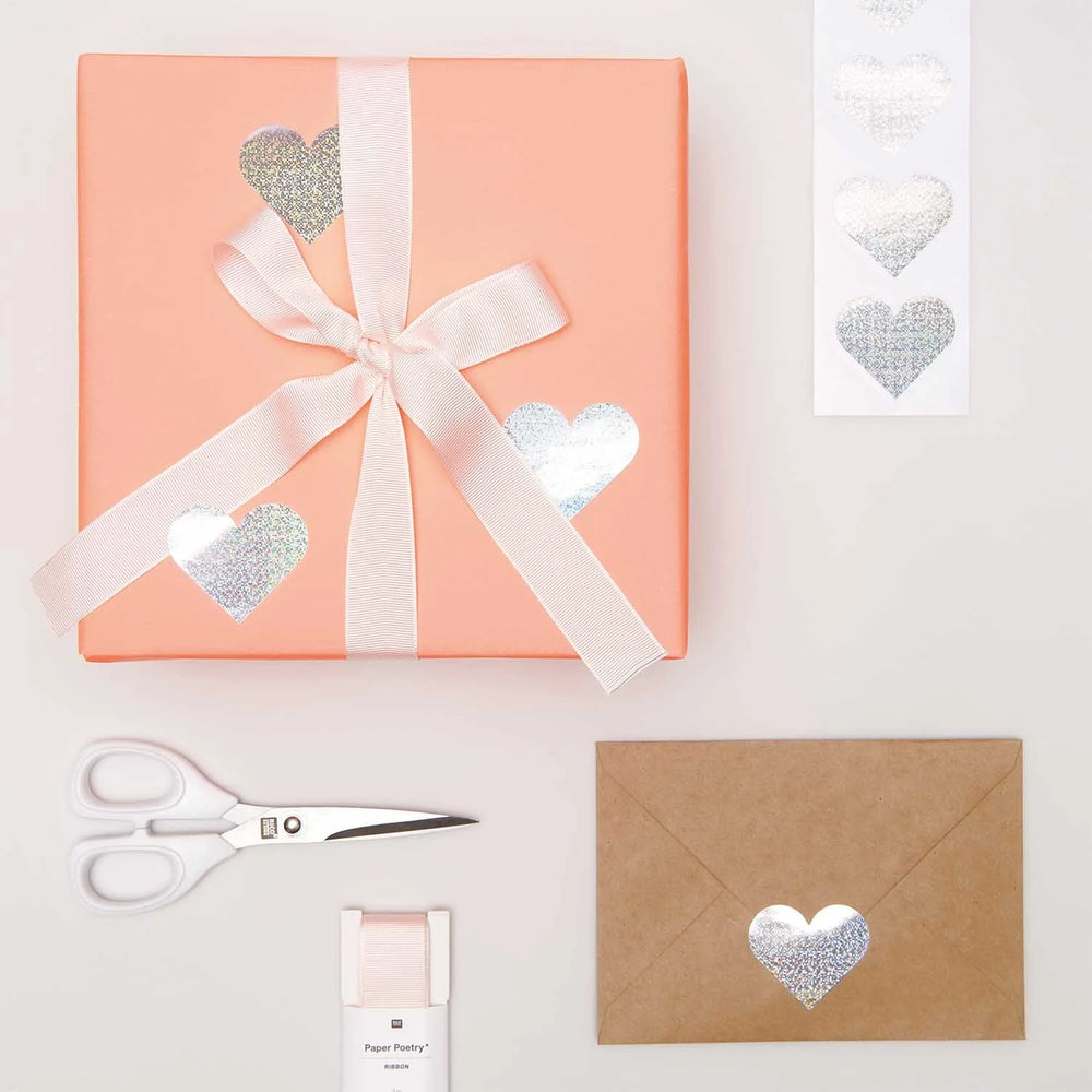 Sticker Herzen  "silber, holographisch"