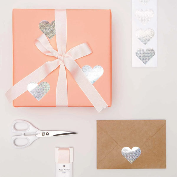 Sticker Herzen  "silber, holographisch"