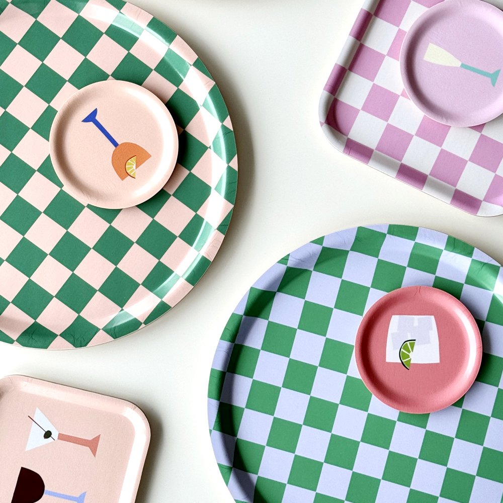 Tablett Checker "peach/tulip" 31cm | Blu Kat