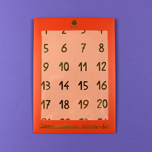 Adventskalender-Zahlensticker, rosa mit Goldfolie (DIN A5)