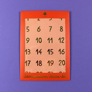 Adventskalender-Zahlensticker, rosa mit Goldfolie (DIN A5)