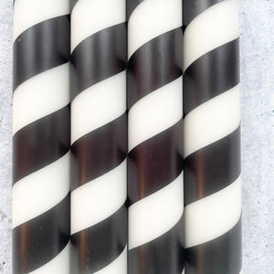 Dip Dye Kerzen | Swirl schwarz-weiß | 4er Set