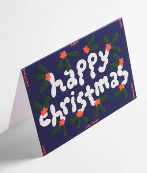 Frohe Weihnachten Stechpalme Prägekarte