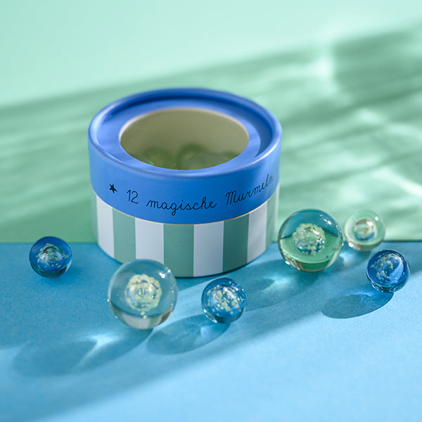 Magische Murmeln, blau – Glow in the Dark, 12 Stück in Geschenkverpackung (Kopie)