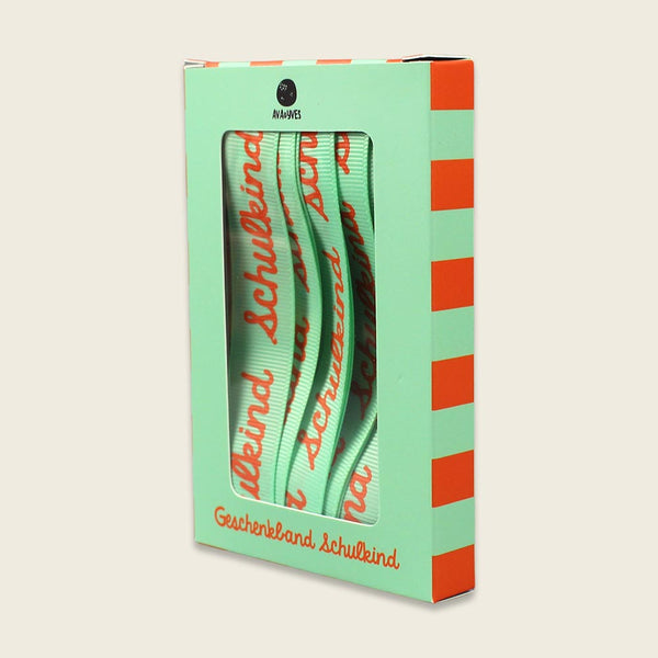 Geschenkband-Set „Schulkind“  flieder/feuerrot-orange