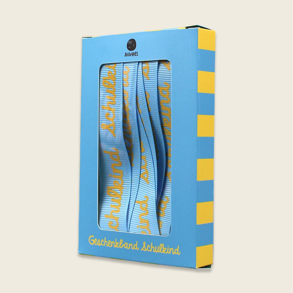 Geschenkband-Set „Schulkind“  türkis / gelb / mint