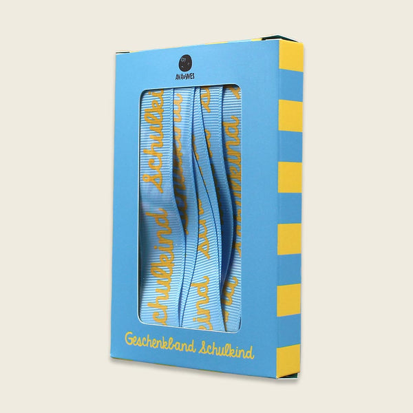 Geschenkband-Set „Schulkind“  türkis / gelb / mint