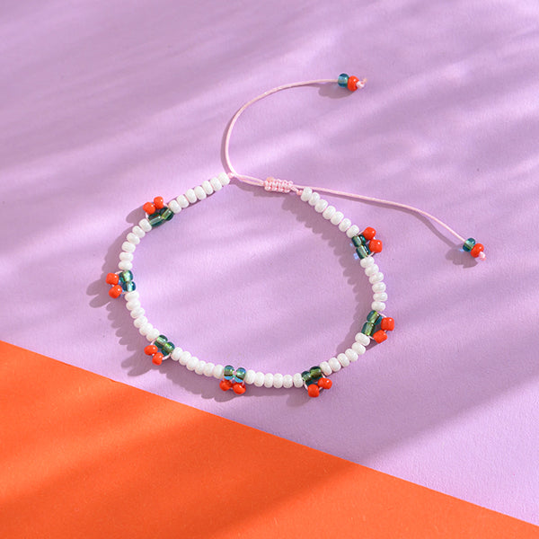 Perlenarmband Kirschen mit Makrameeverschluss