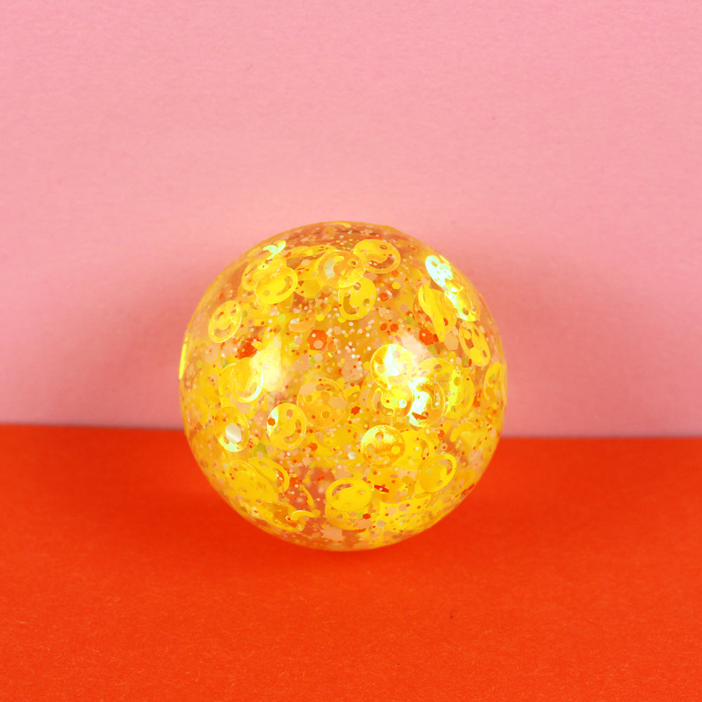 Flummiball mit Flummiball mit Smileys und Konfetti 49mm
