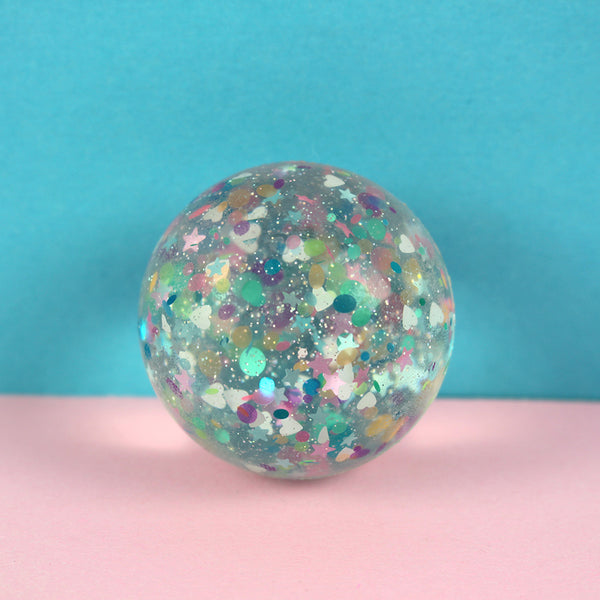 Flummiball mit Konfetti, Sterne/Herzen/Glitzer pastell 49mm