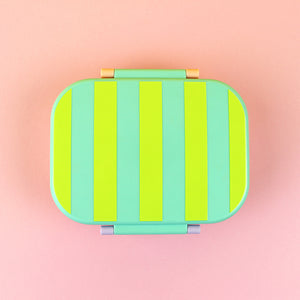 Brotdose/Lunchbox mit herausnehmbarem Einsatz – mint/gelb/apricot im Geschenkkarton