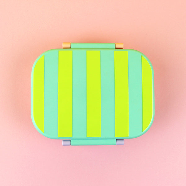 Brotdose/Lunchbox mit herausnehmbarem Einsatz – mint/gelb/apricot im Geschenkkarton