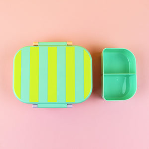 Brotdose/Lunchbox mit herausnehmbarem Einsatz – mint/gelb/apricot im Geschenkkarton