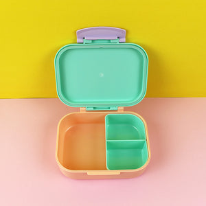 Brotdose/Lunchbox mit herausnehmbarem Einsatz – mint/gelb/apricot im Geschenkkarton