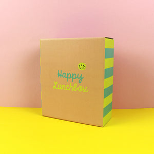 Brotdose/Lunchbox mit herausnehmbarem Einsatz – mint/gelb/apricot im Geschenkkarton