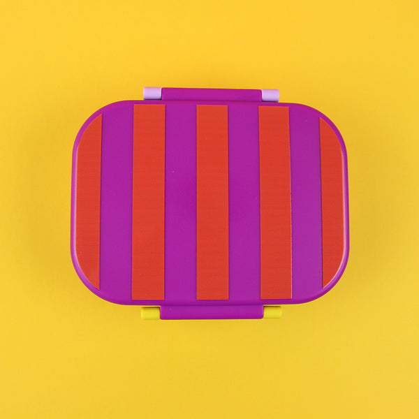 Brotdose/Lunchbox mit herausnehmbarem Einsatz,- violett/rot-flieder im Geschenkkarton
