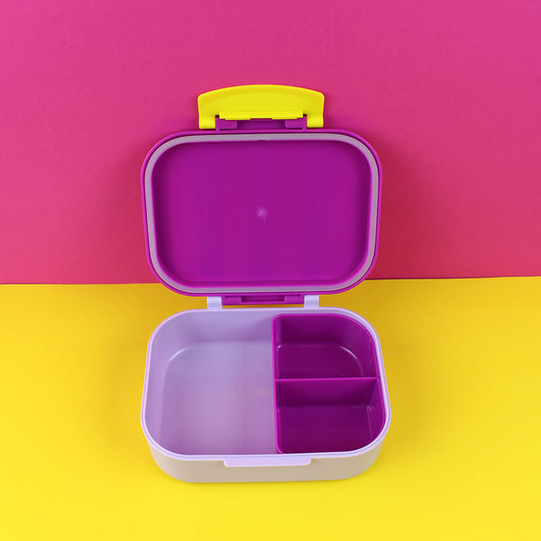 Brotdose/Lunchbox mit herausnehmbarem Einsatz,- violett/rot-flieder im Geschenkkarton