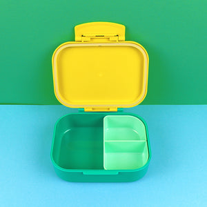Brotdose/Lunchbox mit herausnehmbarem Einsatz, Stripes gelb/hellblau/grün inkl. Geschenkkarton
