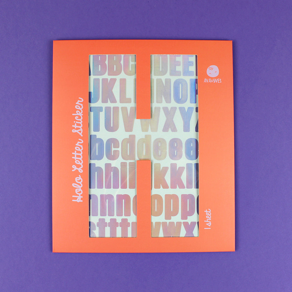 Buchstaben-Sticker mit Holo-Effekt, flieder
