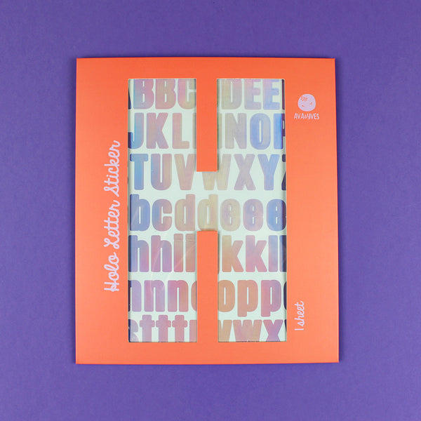 Buchstaben-Sticker mit Holo-Effekt, flieder