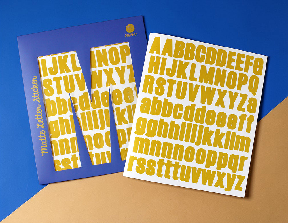 Buchstaben-Sticker matt, ocker