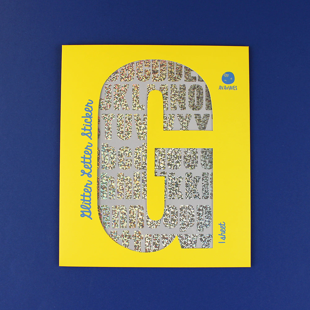 Buchstaben-Sticker mit Glitzer, silber