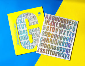 Buchstaben-Sticker mit Glitzer, silber