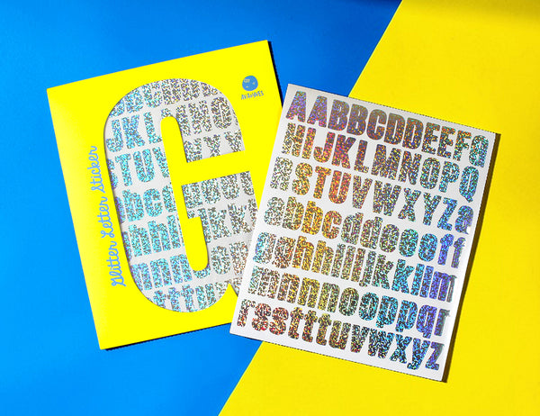 Buchstaben-Sticker mit Glitzer, silber