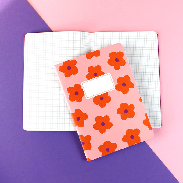 Notizheft Flowers, 30 Blatt kariert, DIN A5