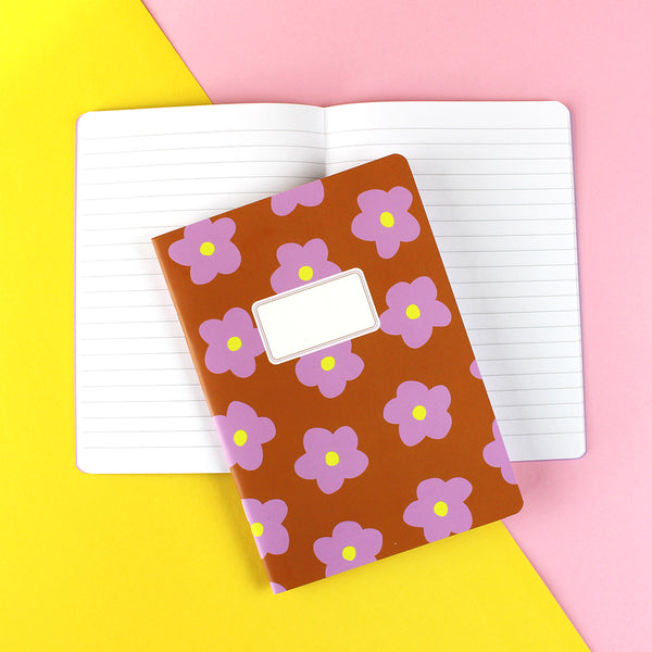 Notizheft Flowers, 30 Blatt kariert, DIN A5