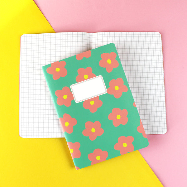 Notizheft Flowers, 30 Blatt kariert, DIN A5