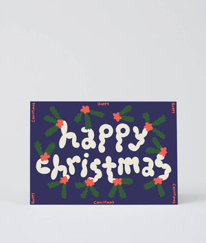 Frohe Weihnachten Stechpalme Prägekarte