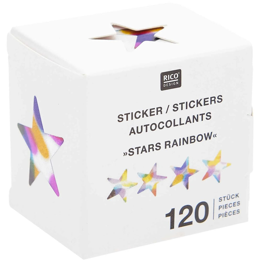 Mini-Sticker Sterne Rainbow auf der Rolle 120 Stück