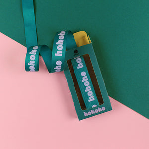 Geschenkband „hohoho“, petrol/flieder (Länge: 5m)