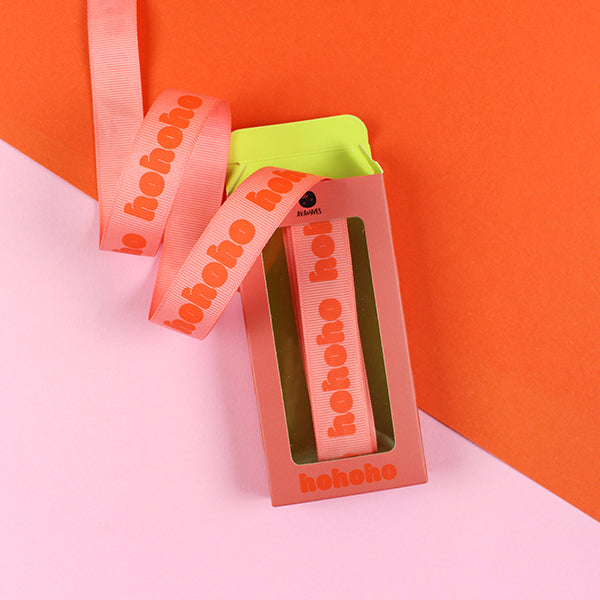 Geschenkband „hohoho“, rosa-rot (Länge: 5m)