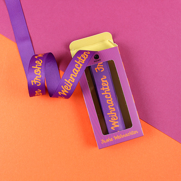 Geschenkband „Frohe Weihnachten“, fuchsia/orange (Länge: 5m)