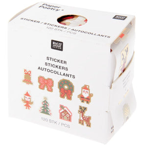 Mini-Sticker Weihnachtsfiguren Pixel 120 Stück ca. Ø 2,5cm