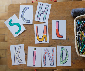 Postkartenset zum Ausmalen - SCHULKIND | Girlande