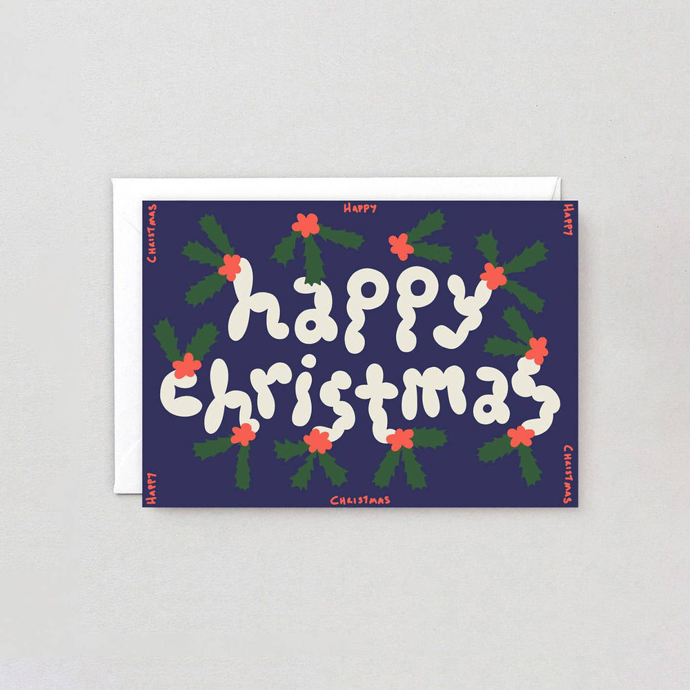 Frohe Weihnachten Stechpalme Prägekarte