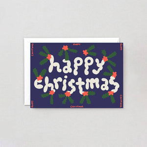 Frohe Weihnachten Stechpalme Prägekarte