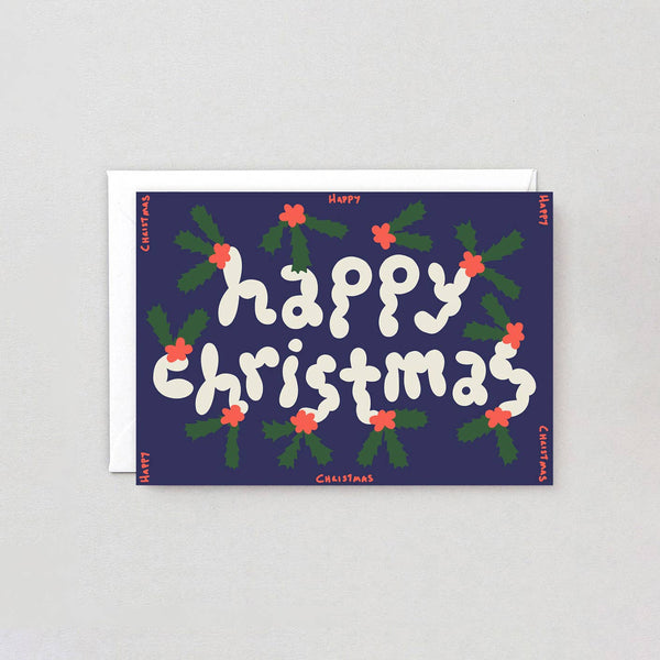 Frohe Weihnachten Stechpalme Prägekarte