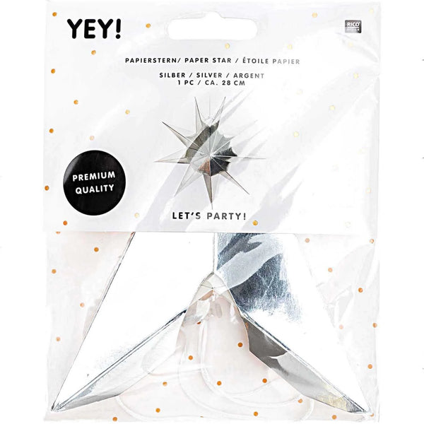 Papierstern auffaltbar 28cm "Silber Glänzend"