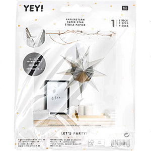 Papierstern auffaltbar 28cm "Silber Glänzend"