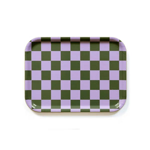 Tablett Checker "olive / flieder" 27 x 20cm | Blu Kat