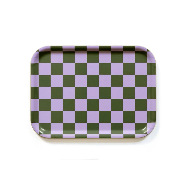 Tablett Checker "olive / flieder" 27 x 20cm | Blu Kat