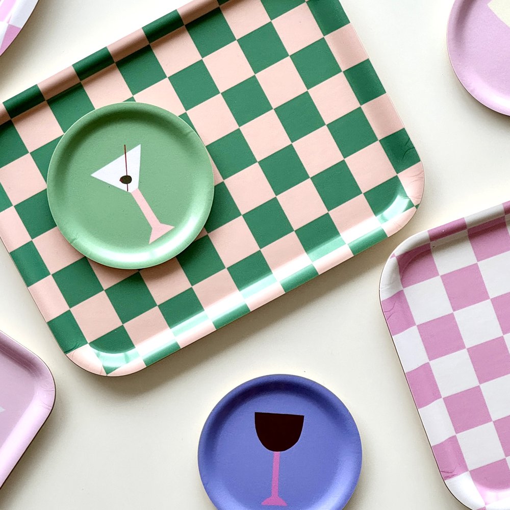 Tablett Checker "peach/tulip" 27 x 20cm | Blu Kat